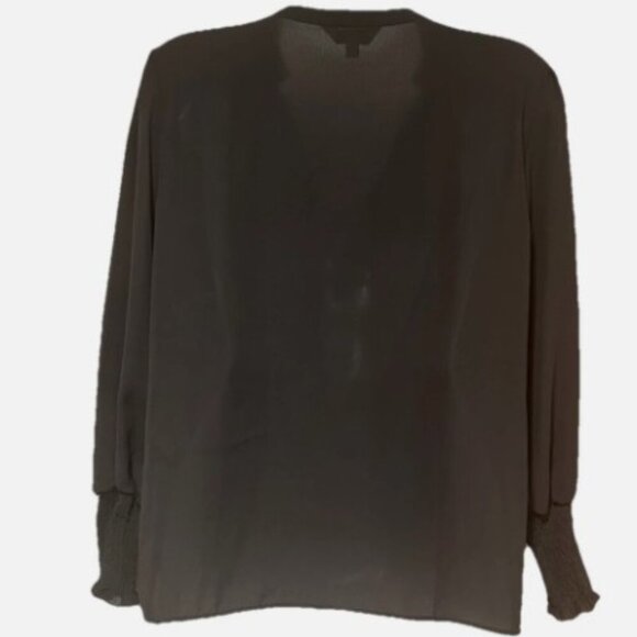 Nanette Lepore Black Semi Sheer Blouse Long Sleeve Lightweight Womens Size Large - Picture 2 of 9